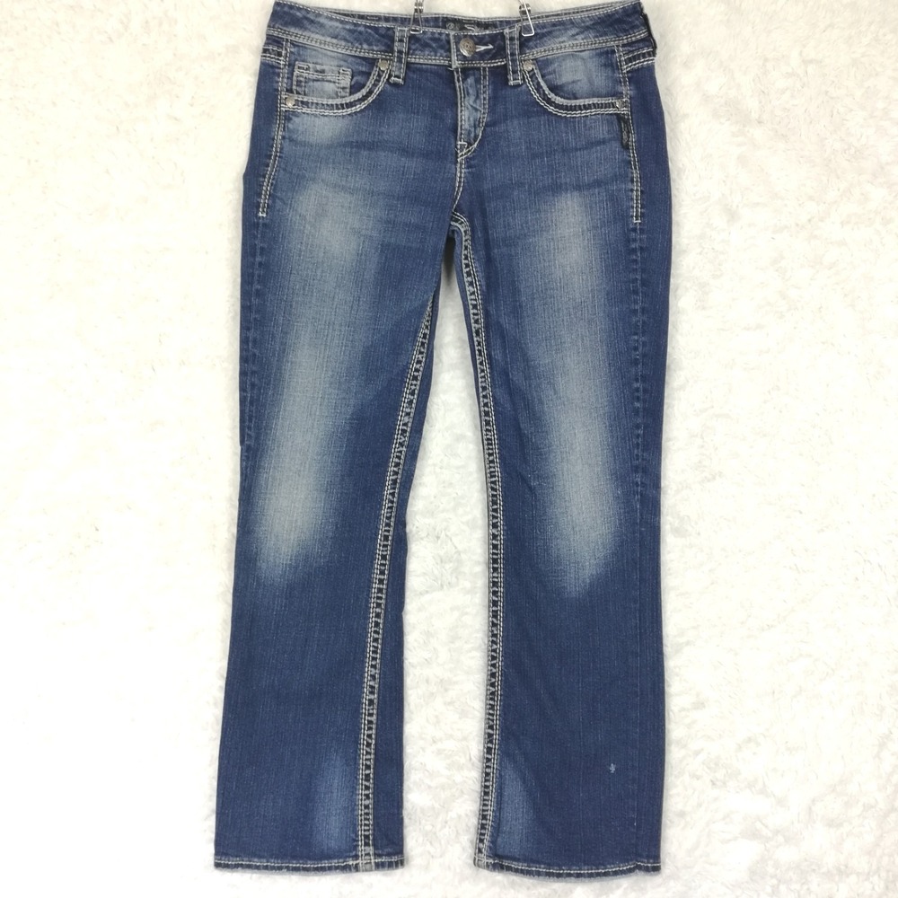 Silver Jeans Womens Lola Boot Cut Blue Denim Low Rise Medium Wash Fading 31